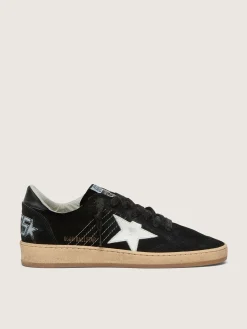 Online Ball Star feminino de suede preto com estrela de couro branco MULHER Ball Star