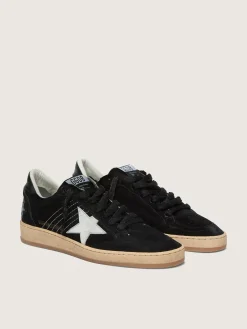 Online Ball Star feminino de suede preto com estrela de couro branco MULHER Ball Star