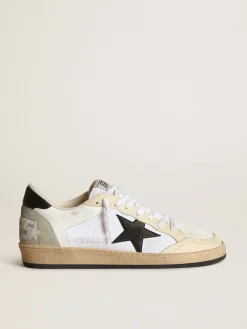 Outlet Ball Star masculino de lona e couro branco com inserções cor marfim Ball Star