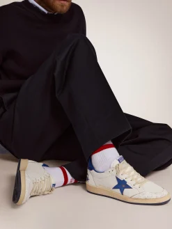 Shop Ball Star masculino de napa branca com estrela e talão azuis Ball Star