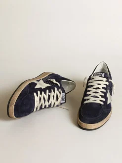 Clearance Ball Star masculino de suede azul-escuro com estrela branca de nubuk Ball Star
