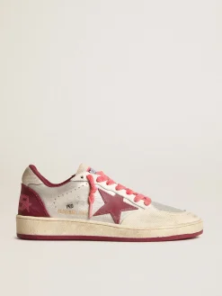 Shop Ball Star Pro Feminino de couro prateado craquelado com estrela bordô MULHER Ball Star