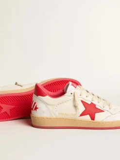 Clearance Ball Star Wishes Feminino de couro branco com estrela e talão vermelhos MULHER Ball Star