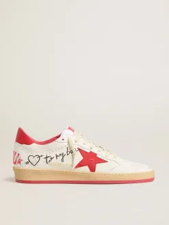 Clearance Ball Star Wishes Feminino de couro branco com estrela e talão vermelhos MULHER Ball Star