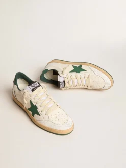 Outlet Ball Star Wishes Feminino de napa branca com estrela e talão de couro verde MULHER Ball Star