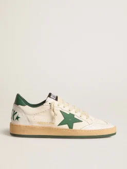 Discount Ball Star Wishes Masculino de napa branca com estrela e talão de couro verde Ball Star