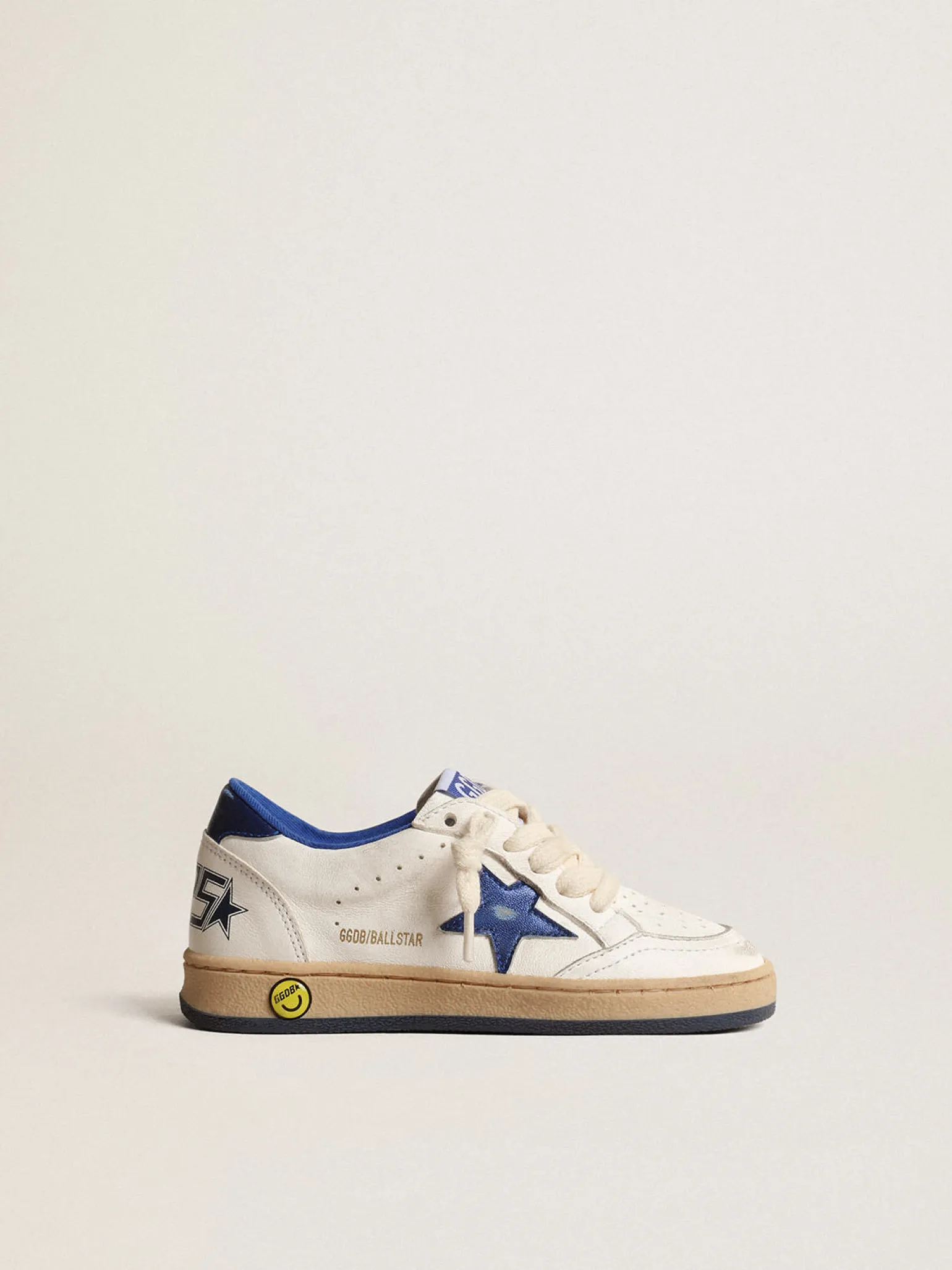 New Ball Star Young com estrela e talão de couro metálico azul Meninos (4-10 anos)