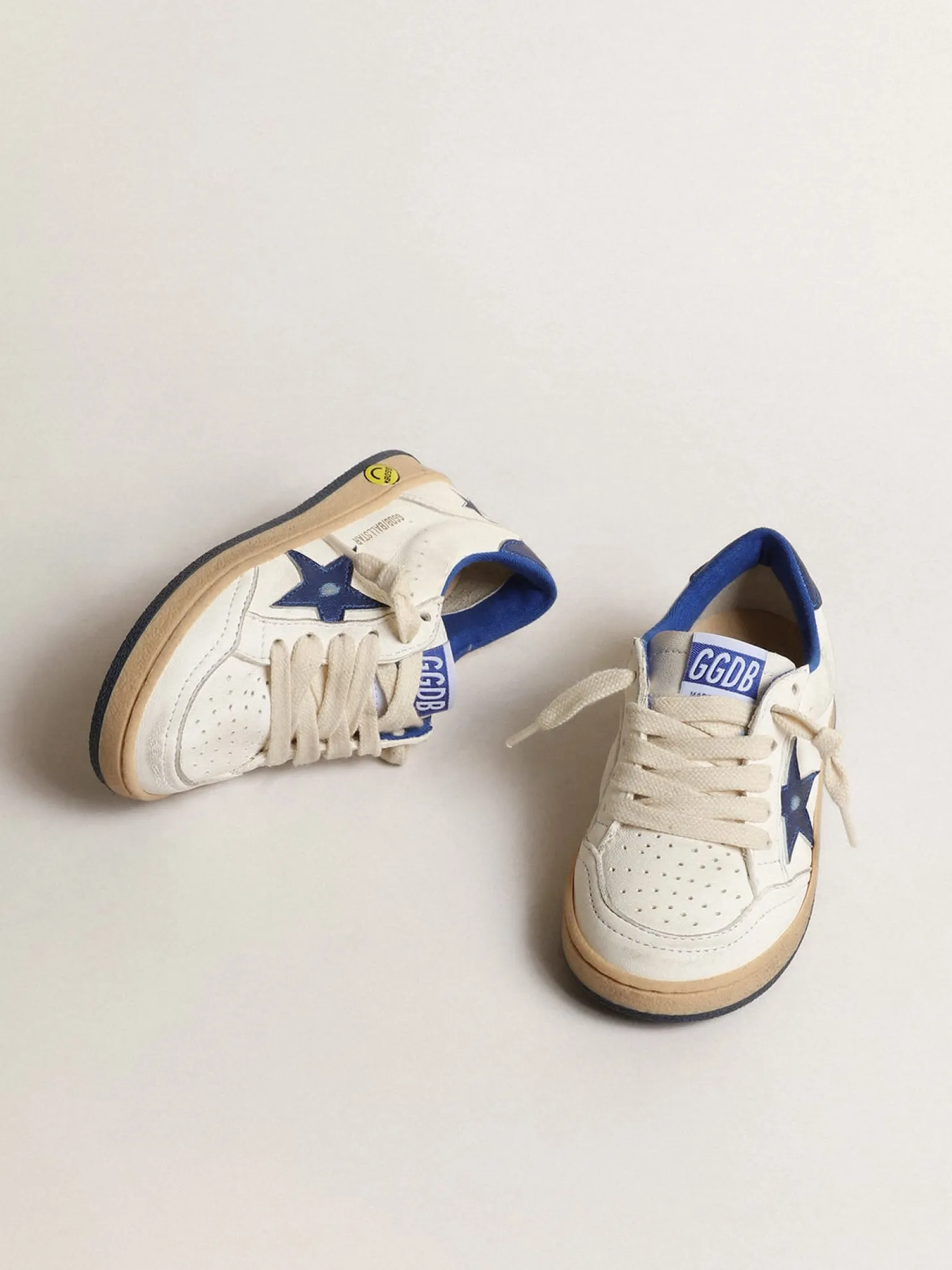 New Ball Star Young com estrela e talão de couro metálico azul Meninos (4-10 anos)