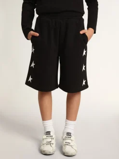 Sale Bermuda preta infantil masculina com estrelas brancas Bottoms (4-12 years)|Bottoms (4-12 years)