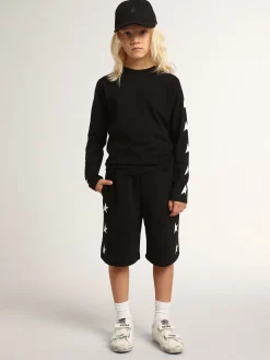 Sale Bermuda preta infantil masculina com estrelas brancas Bottoms (4-12 years)|Bottoms (4-12 years)