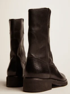 Flash Sale Biker de couro preto MULHER Botas