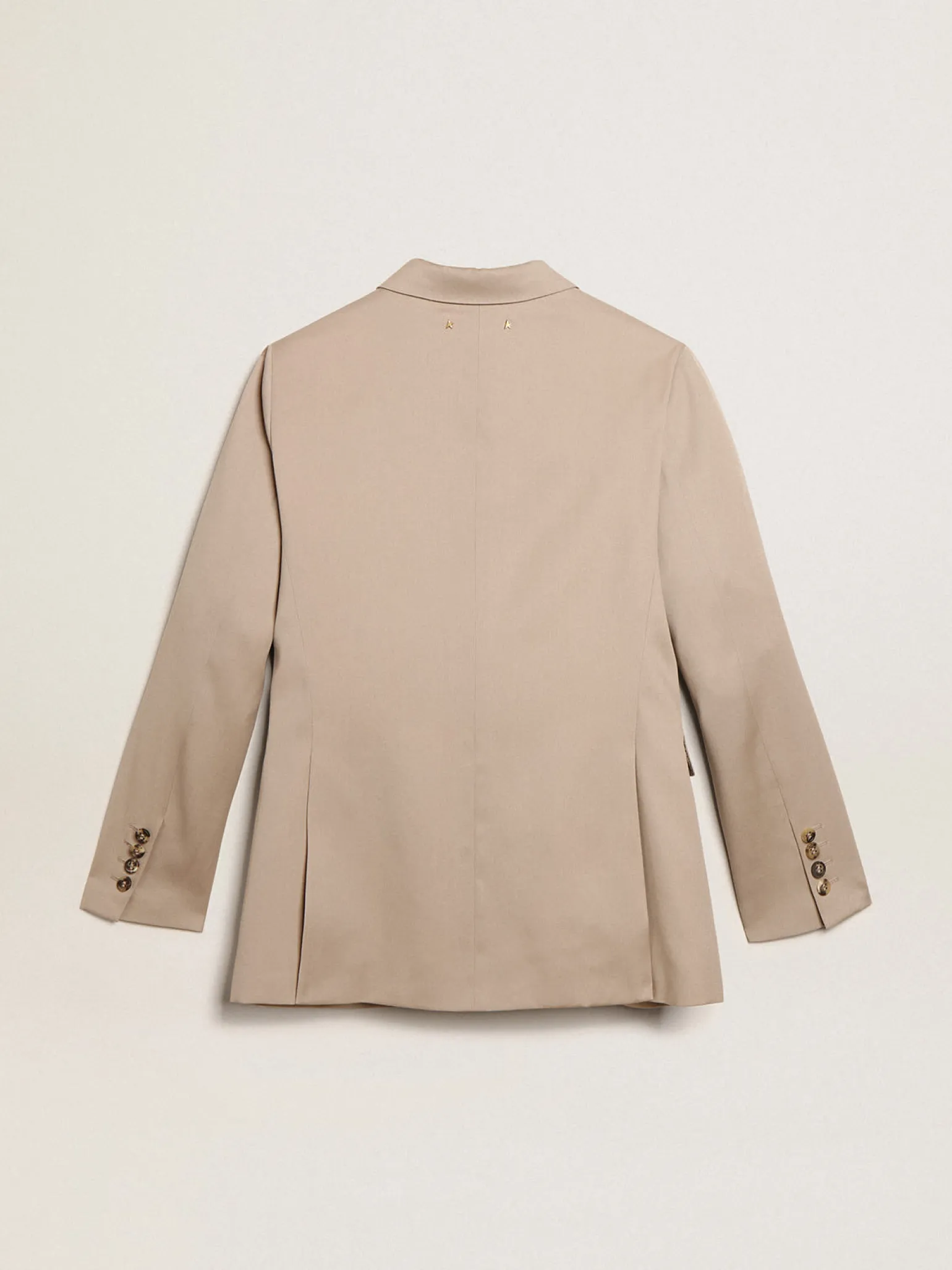 Online Blazer de abotoamento duplo de gabardine de lã bege claro MULHER Blazers