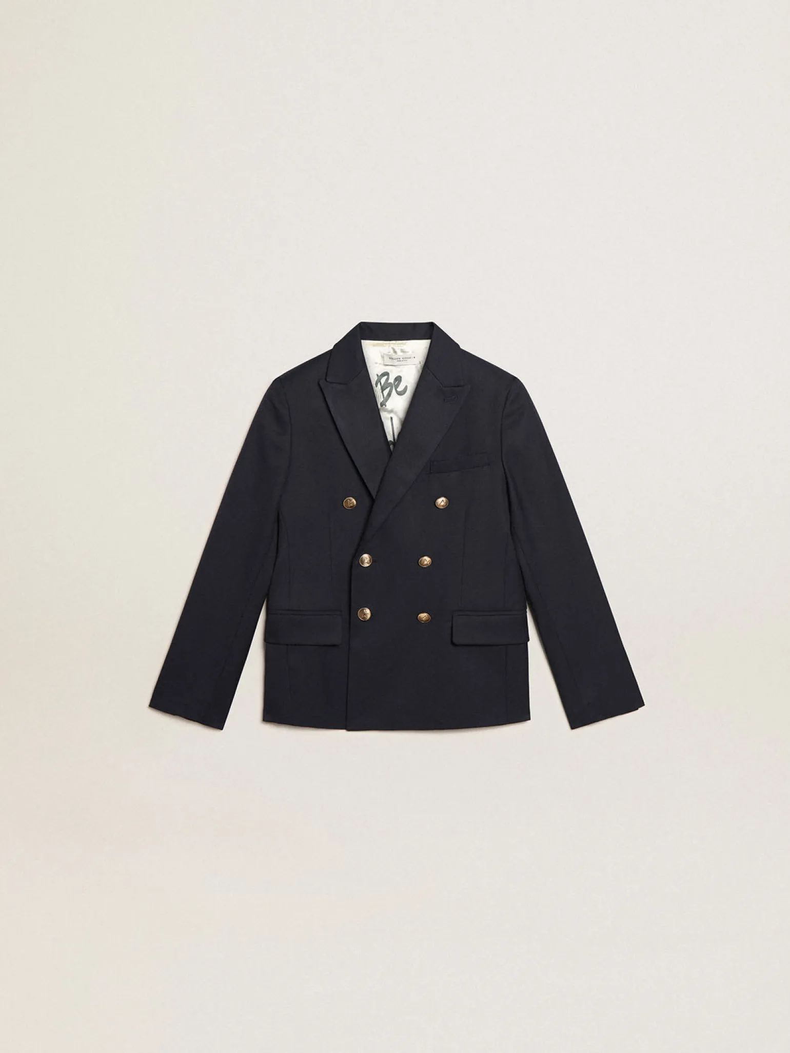 Flash Sale Blazer de abotoamento duplo infantil masculino azul-escuro com botões Roupas de cima (4-12 years)|Roupas de cima (4-12 years)
