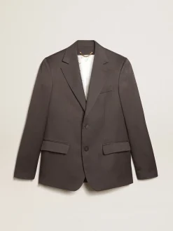 Best Blazer de abotoamento simples de lã cinza Blazers