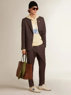 Best Blazer de abotoamento simples de lã cinza Blazers