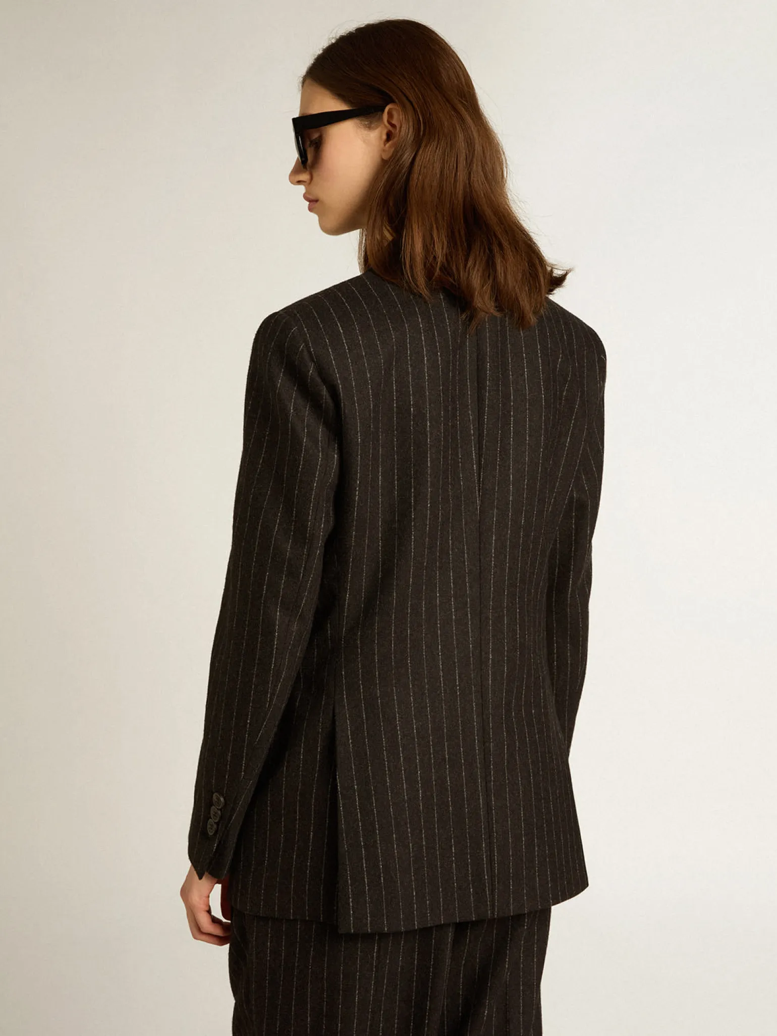 New Blazer feminino de abotoamento duplo de lã cinza mescla MULHER Blazers