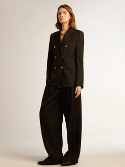 Online Blazer feminino de abotoamento duplo preto MULHER Blazers