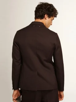 Sale Blazer masculino de abotoamento simples de gabardine de lã cor alcaçuz Blazers
