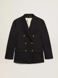 Sale Blazer masculino de abotoamento duplo azul-escuro Blazers