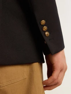 Sale Blazer masculino de abotoamento duplo azul-escuro Blazers