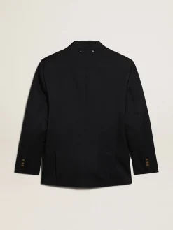 Sale Blazer masculino de abotoamento duplo azul-escuro Blazers