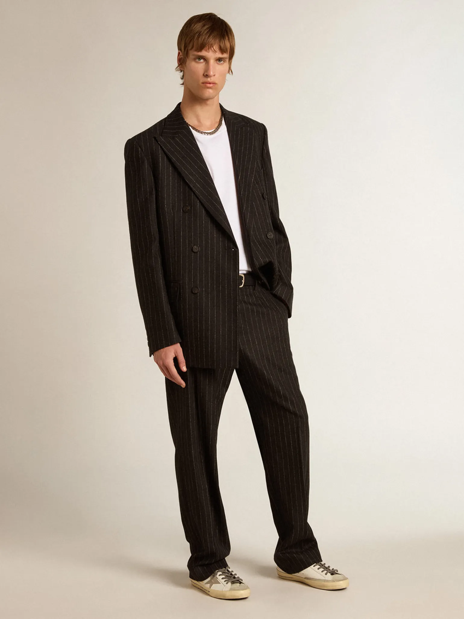 Cheap Blazer masculino de abotoamento duplo de lã cinza mescla Blazers