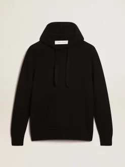 Store Blusa tipo moletom feminina preta misto caxemira com capuz MULHER Moletons