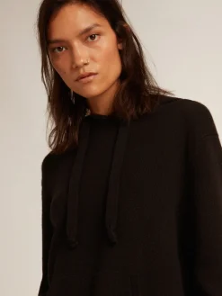 Store Blusa tipo moletom feminina preta misto caxemira com capuz MULHER Moletons