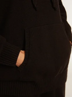 Store Blusa tipo moletom feminina preta misto caxemira com capuz MULHER Moletons