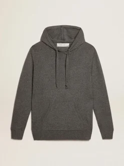 Store Blusa tipo moletom masculina cinza mescla misto caxemira com capuz Moletons