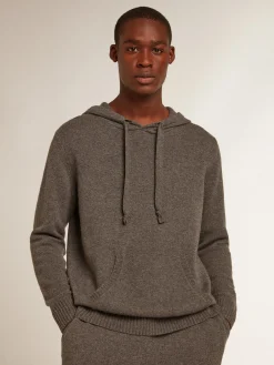 Store Blusa tipo moletom masculina cinza mescla misto caxemira com capuz Moletons