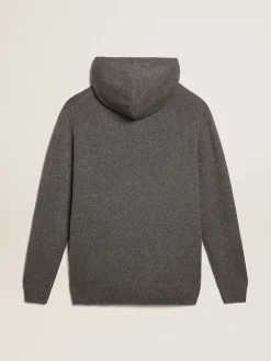 Store Blusa tipo moletom masculina cinza mescla misto caxemira com capuz Moletons