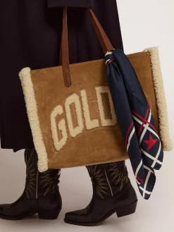 Best Sale Bolsa California East-West de camurça com shearling MULHER Bolsas de ombro|Bolsas de mão