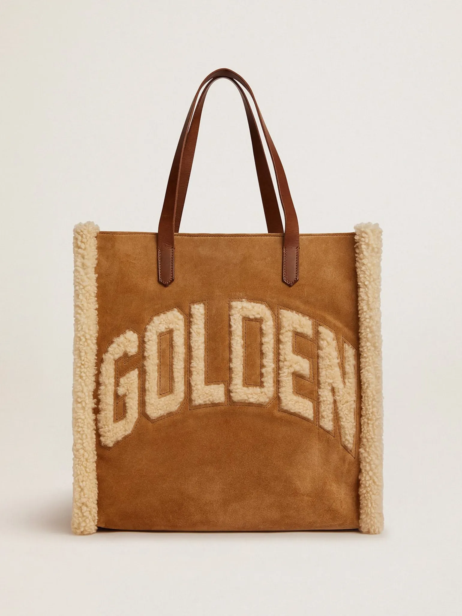 Cheap Bolsa California North-South de camurça com shearling MULHER Bolsas de ombro|Bolsas de mão