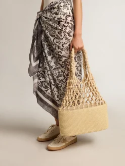 Shop Bolsa Lido de ráfia e macramê de algodão trançados MULHER Bolsas de mão|Beachwear