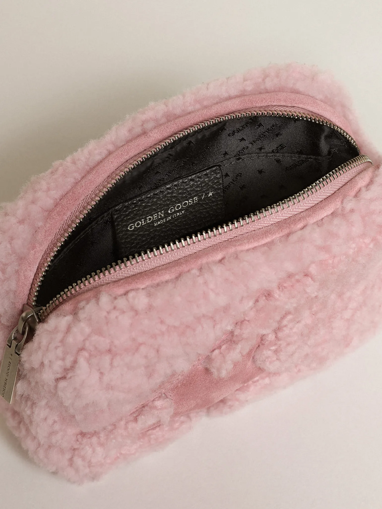 Store Bolsa Mini Star feminina de shearling rosa com estrela de suede MULHER Minibolsas|Bolsas tiracolo