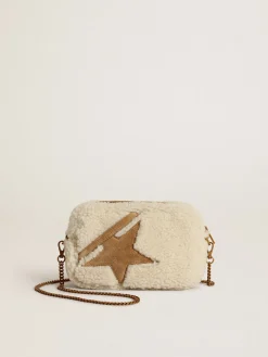 Best Sale Bolsa Mini Star feminina de shearling bege com estrela de suede MULHER Minibolsas|Bolsas tiracolo