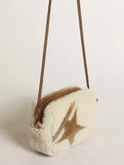Best Sale Bolsa Mini Star feminina de shearling bege com estrela de suede MULHER Minibolsas|Bolsas tiracolo
