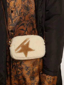 Best Sale Bolsa Mini Star feminina de shearling bege com estrela de suede MULHER Minibolsas|Bolsas tiracolo