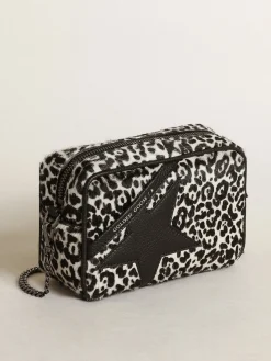 Fashion Bolsa Mini Star feminina de couro cavalinho leopardo preto e branco MULHER Minibolsas|Bolsas tiracolo