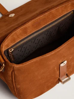 Best Bolsa Rodeo feminina média de suede cor de rum MULHER Bolsas tiracolo
