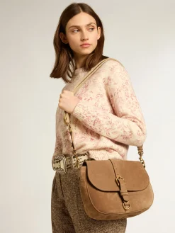 Discount Bolsa Sally média de suede cinza com fivela e alça de ombro em contraste MULHER Bolsas tiracolo