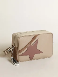 Clearance Bolsa Star feminina grande de couro martelado branco sujo MULHER Bolsas tiracolo