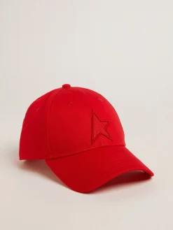 Best Boné de algodão vermelho com recorte em forma de estrela tom sobre tom na frente MULHER Chapéus e bonés|Beachwear