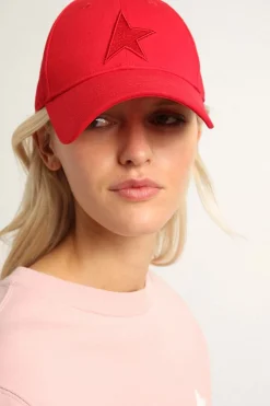 Best Boné de algodão vermelho com recorte em forma de estrela tom sobre tom na frente MULHER Chapéus e bonés|Beachwear