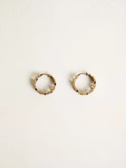 Outlet Brincos de argola na cor ouro velho com escrita Forever For You MULHER Joias