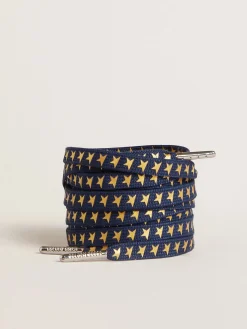 Shop Cadarços azul-marinho com estrelas douradas em contraste MULHER Cadarços|Cadarços