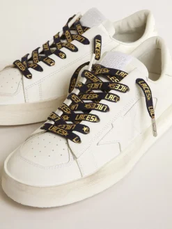 New Cadarços azul-marinho com escritas Laces douradas em contraste MULHER Cadarços|Cadarços