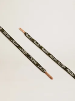 Sale Cadarços com estampa de zebra verde e preto com escritas Laces prateadas em contraste MULHER Cadarços|Cadarços
