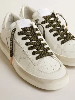 Cheap Cadarços com estampa de zebra verde e preto com logo prateado em contraste MULHER Cadarços|Cadarços